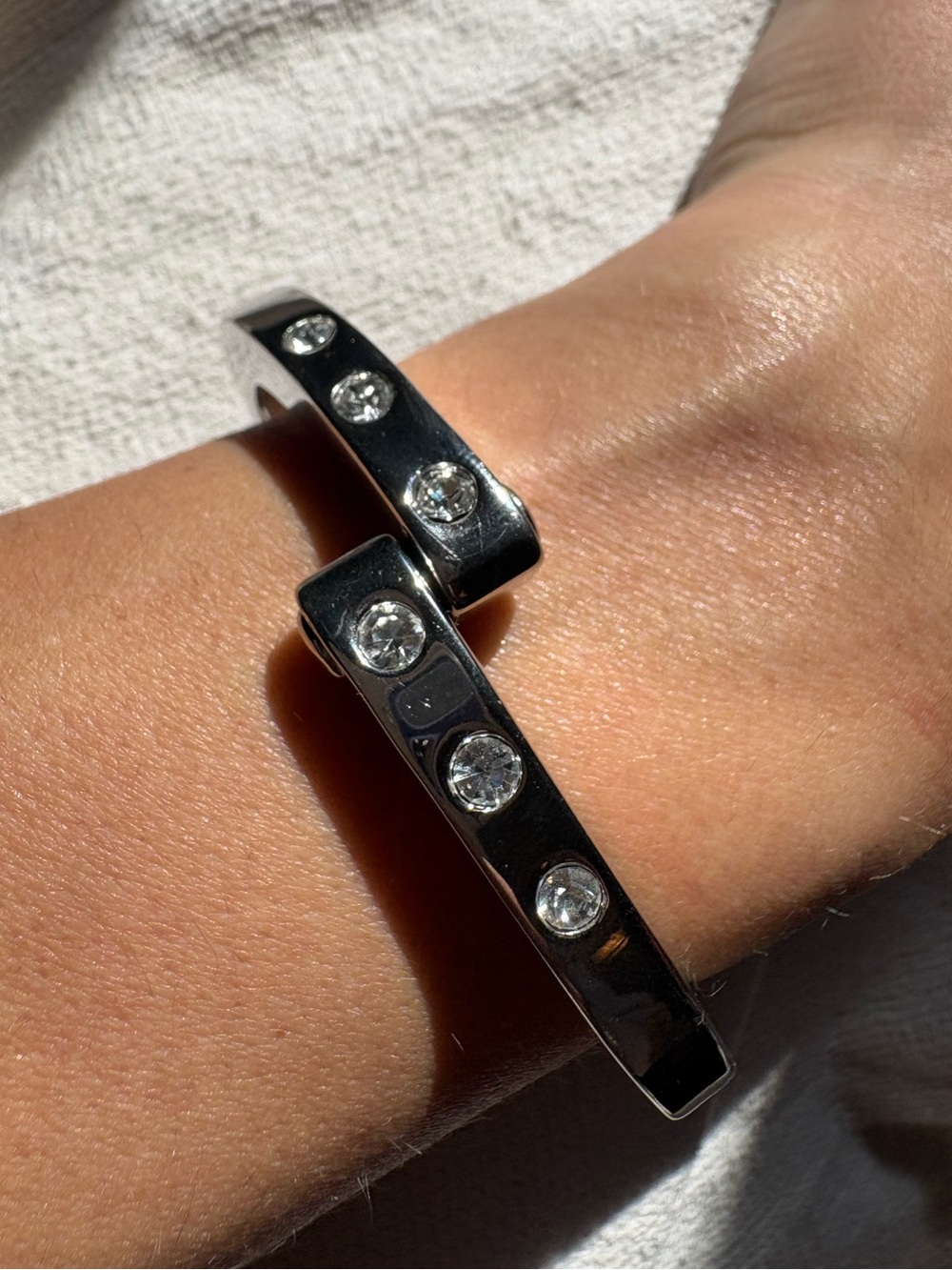 Silver-Tone Crystal Accent Cuff Bracelet - Women's Jewelry
